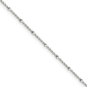 1.25mm Sterling Silver Solid Beaded Rolo Chain Necklace, 16 Inch